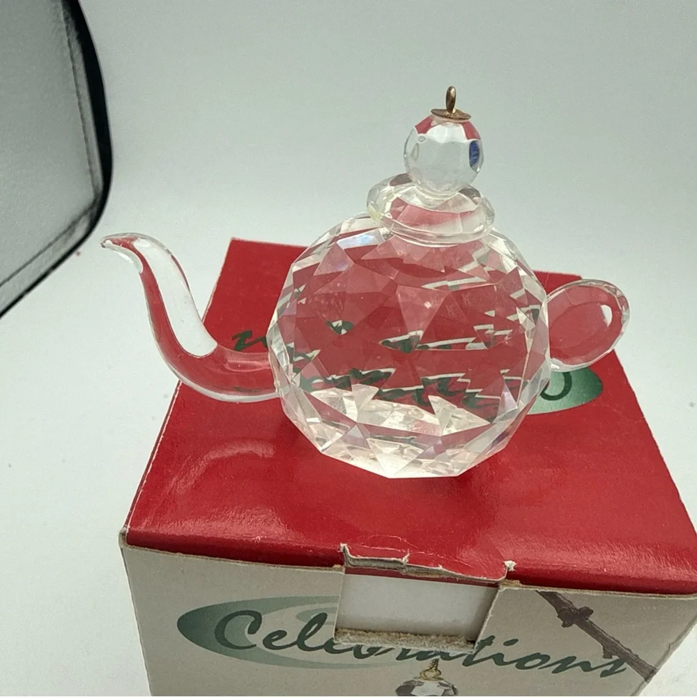 Celebrations Reflections crystal 2 3/4” teapot Hanging Ornament